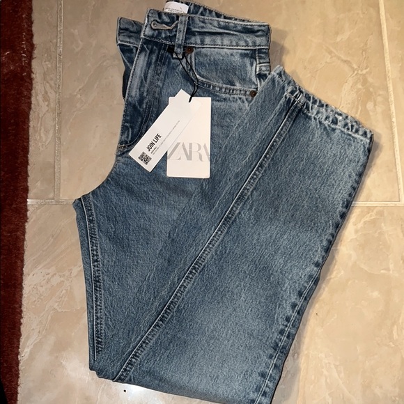 Zara Blue Straight Leg Jeans Classic Denim - Picture 1 of 5
